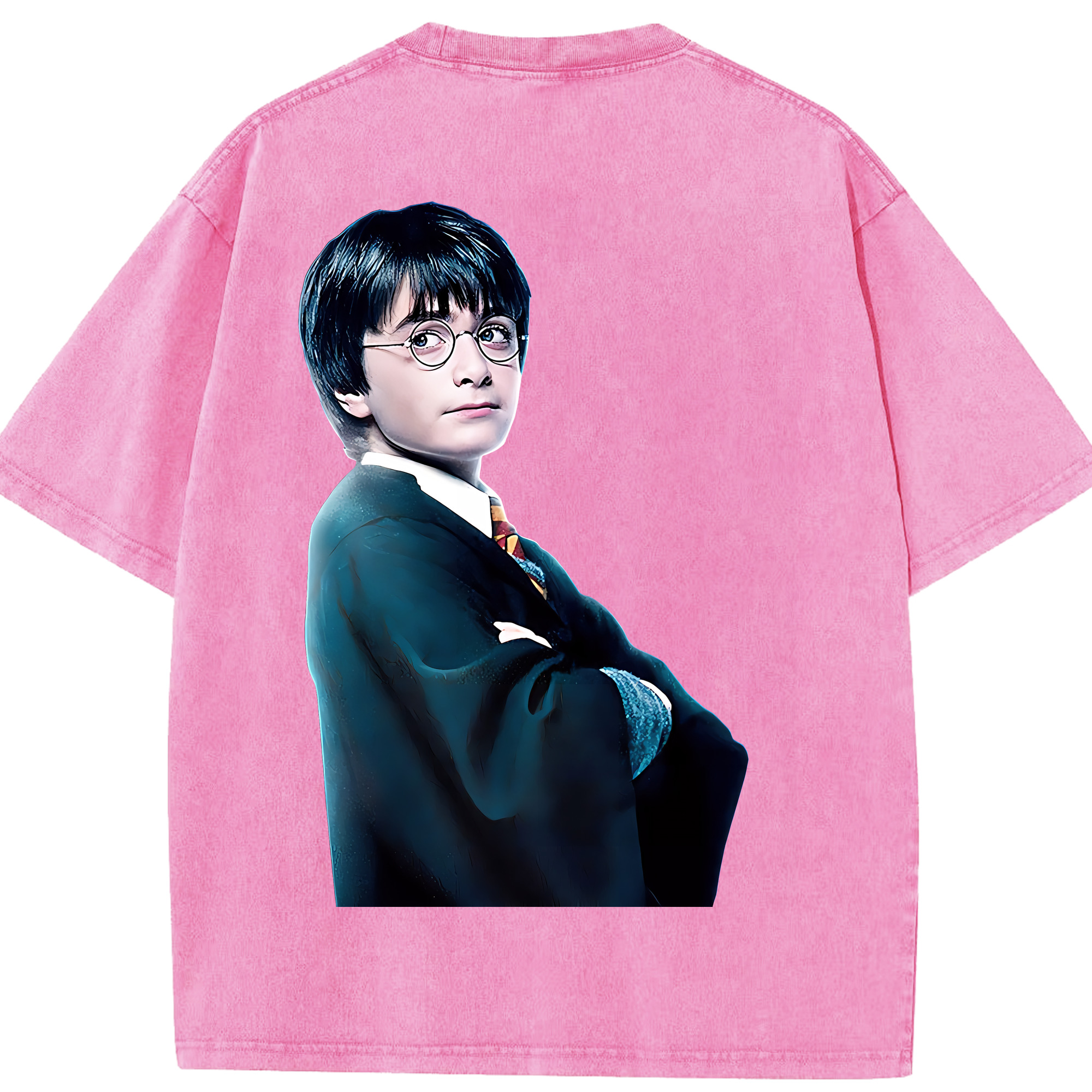 （画像用） Harry Potter ハリー・ポッターシリーズ 綿100% ヴィンテージ風 半袖Tシャツ（背面プリント）